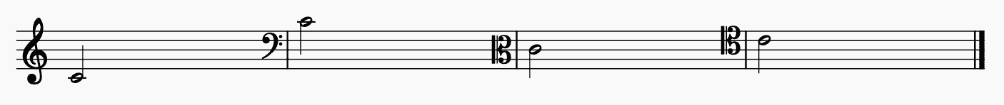 Middle C Positions in Various Clefs
